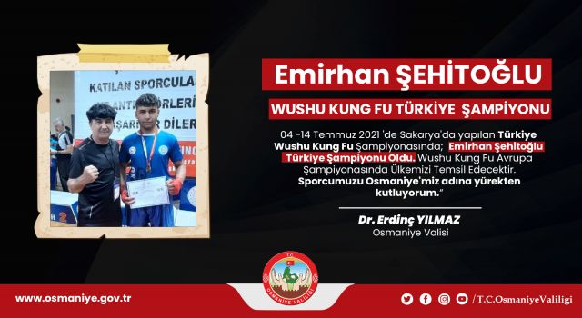 Vali Dr. Erdinç Yılmaz: "Sporcumuzu Osmaniye'miz adına yürekten kutluyorum"