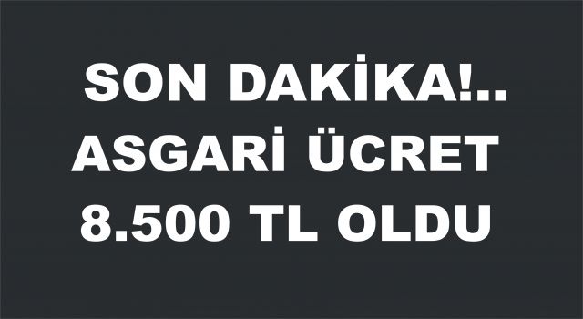 Yeni asgari ücret 8500 TL oldu